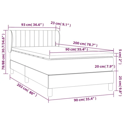 Boxspring - Krevet s oprugama i madracem plavi 90 x 200 cm od tkanine - Plava 90 x 200 cm Okomite pruge Plava Cijena