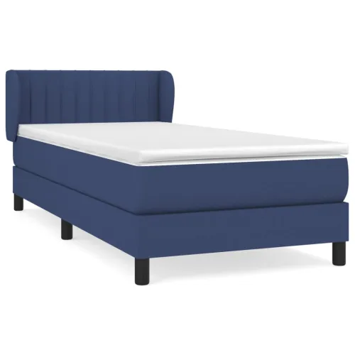 Boxspring - Krevet s oprugama i madracem plavi 90 x 200 cm od tkanine - Plava 90 x 200 cm Okomite pruge Plava Cijena