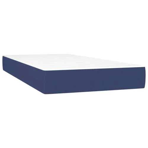 Krevet box spring s madracem LED plavi 90x200 cm od tkanine - Plava 90 x 200 cm Okomite pruge Plava Cijena