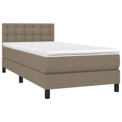 Krevet box spring s madracem LED smeđesivi 90x200 cm tkanina - Sivo-smeđa 90 x 200 cm gumbi Cijena