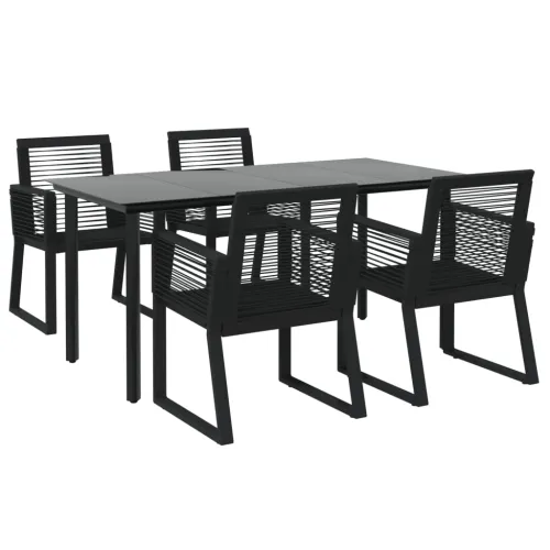 Vrtna garnitura - 5-dijelni vrtni blagovaonski set od PVC ratana crni - Dužina stola 160 cm 4 Cijena