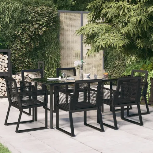 Vrtna garnitura - 7-dijelni vrtni blagovaonski set od PVC ratana crni - Dužina stola 160 cm 6 Cijena