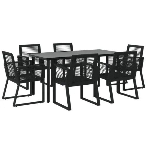 Vrtna garnitura - 7-dijelni vrtni blagovaonski set od PVC ratana crni - Dužina stola 160 cm 6 Cijena
