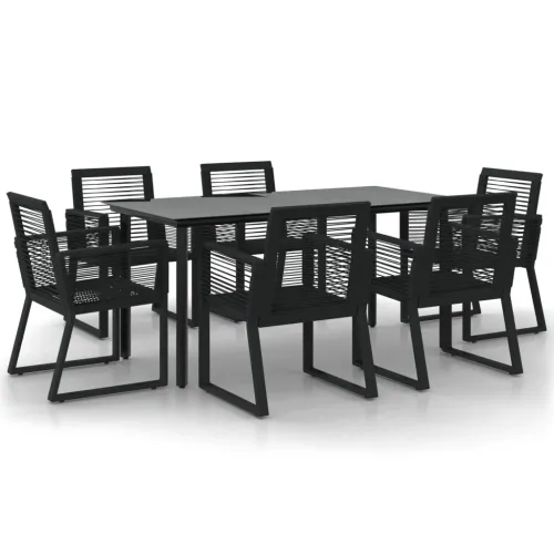 Vrtna garnitura - 7-dijelni vrtni blagovaonski set od PVC ratana crni - Dužina stola 160 cm 6 Cijena
