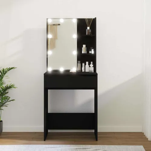 Toaletni stolić s LED svjetlima crni 60 x 40 x 140 cm - Crna 1 Cijena