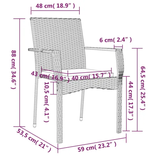 Vrtna garnitura - 5-dijelni vrtni blagovaonski set crno-sivi od poliratana - Siva Dužina stola 80 cm 4 Cijena