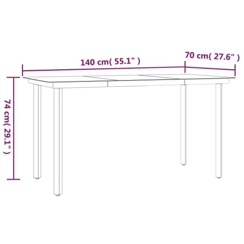 Vrtna garnitura - 5-dijelni vrtni blagovaonski set crno-sivi od poliratana - Siva Dužina stola 140 cm 4 Cijena