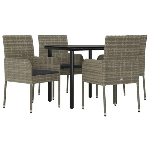 Vrtna garnitura - 5-dijelni vrtni blagovaonski set crno-sivi od poliratana - Siva Dužina stola 80 cm 4 Cijena