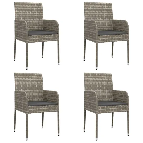 Vrtna garnitura - 5-dijelni vrtni blagovaonski set crno-sivi od poliratana - Siva Dužina stola 80 cm 4 Cijena
