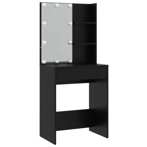 Set toaletnog stolića LED crni od konstruiranog drva - Crna 60 x 40 x 140 cm Cijena