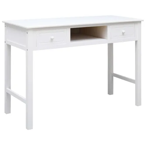 Radni stol bijeli 108 x 45 x 76 cm od masivnog drva paulovnije - Bijela Bijela Cijena