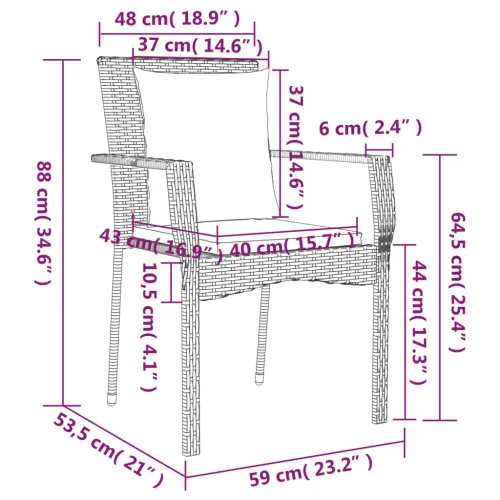 Vrtna garnitura - 5-dijelni vrtni blagovaonski set crno-sivi od poliratana - Siva Dužina stola 80 cm 4 Cijena