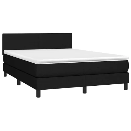 Krevet box spring s madracem LED crni 140x200 cm od tkanine - Crna 140 x 200 cm Gladak dizajn Cijena
