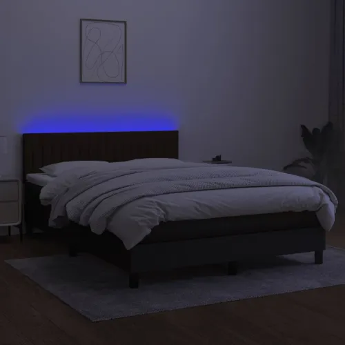 Krevet box spring s madracem LED crni 140x200 cm od tkanine - Crna 140 x 200 cm Okomite pruge Cijena