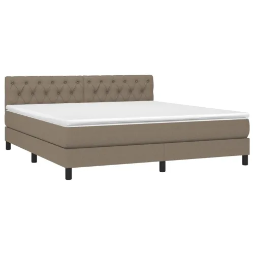 Krevet box spring s madracem LED smeđesivi 160x200 cm tkanina - Sivo-smeđa 160 x 200 cm Dizajn s gumbima Cijena