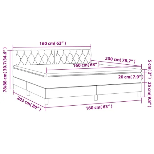 Krevet box spring s madracem LED smeđesivi 160x200 cm tkanina - Sivo-smeđa 160 x 200 cm Dizajn s gumbima Cijena