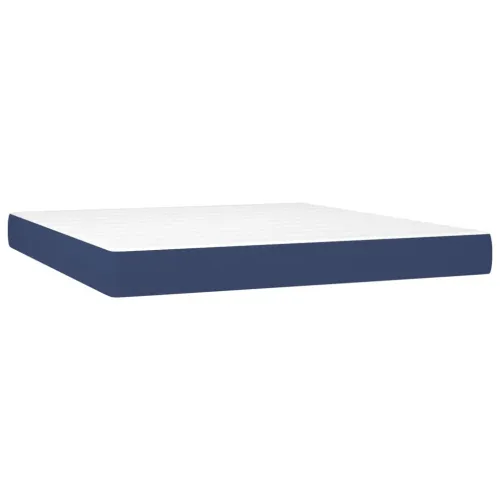 Krevet box spring s madracem LED plavi 160x200 cm od tkanine - Plava 160 x 200 cm Dizajn s gumbima Cijena