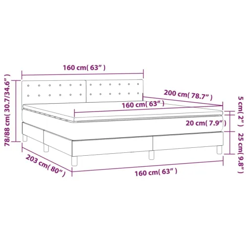 Krevet box spring s madracem LED plavi 160x200 cm od tkanine - Plava 160 x 200 cm gumbi Cijena