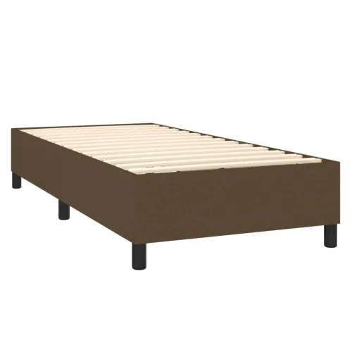 Krevet box spring s madracem LED tamnosmeđi 90x190 cm tkanina - Tamno smeđa 90 x 190 cm Blok s kvadratima Tamno smeđa Cijena