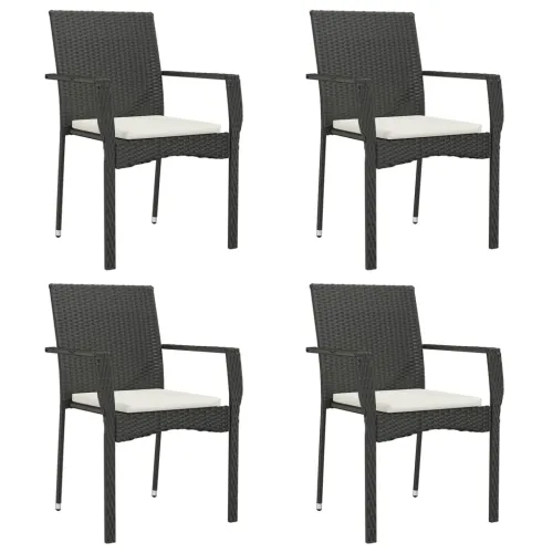 Vrtna garnitura - 5-dijelni vrtni blagovaonski set s jastucima od poliratana crni - Crna Dužina stola 90 cm 4 Cijena