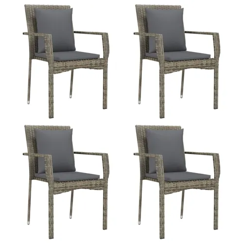 Vrtna garnitura - 5-dijelni vrtni blagovaonski set crno-sivi od poliratana - Siva Dužina stola 80 cm 4 Cijena