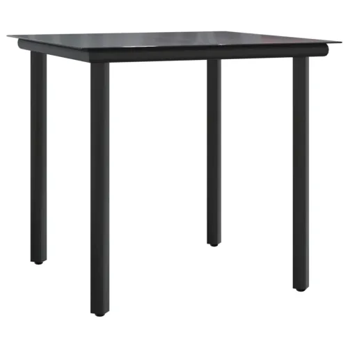 Vrtna garnitura - 5-dijelni vrtni blagovaonski set crno-sivi od poliratana - Siva Dužina stola 80 cm 4 Cijena