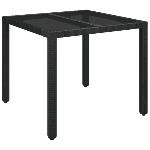 Vrtna garnitura - 3-dijelni vrtni blagovaonski set s jastucima od poliratana crni - Dužina stola 90 cm 2 x fotelja + stol Cijena