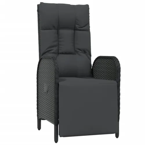 Vrtna garnitura - 3-dijelni vrtni blagovaonski set s jastucima od poliratana crni - Dužina stola 90 cm 2 x fotelja + stol Cijena