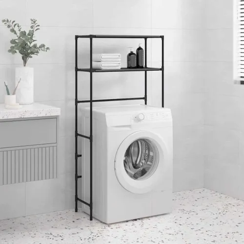 Stalak za pohranu na 2 razine crni 69 x 28 x 143 cm željezni - Crna Crna Cijena