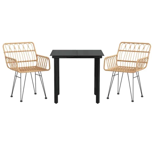 Vrtna garnitura - 3-dijelni vrtni blagovaonski set od poliratana - Smeđa Dužina stola 80 cm 2 Cijena