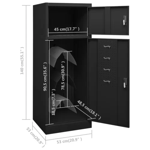 Ormarić za sedla crni 53 x 53 x 140 cm čelični - Crna 53 x 53 x 140 cm Cijena