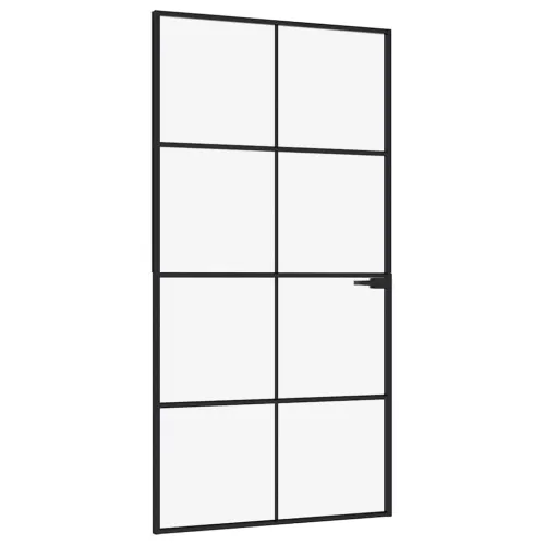 Sobna vrata crna 102 x 201,5 cm kaljeno staklo i aluminij tanka - Crna i prozirna 102 x 201.5 cm 1 Mreže 4 x 2 Cijena