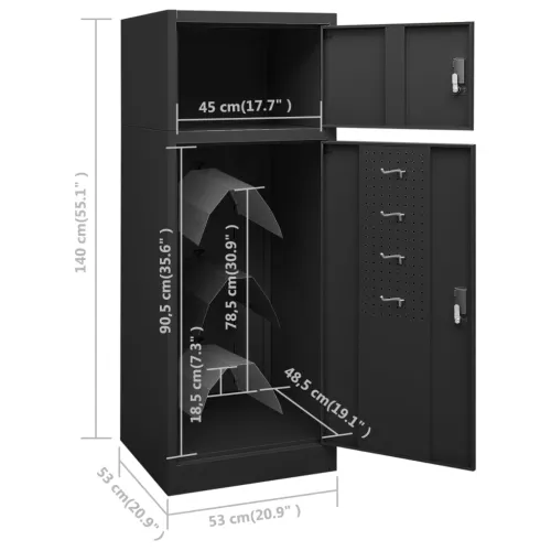 Ormarić za sedla antracit 53 x 53 x 140 cm čelični - Antracit 53 x 53 x 140 cm Cijena