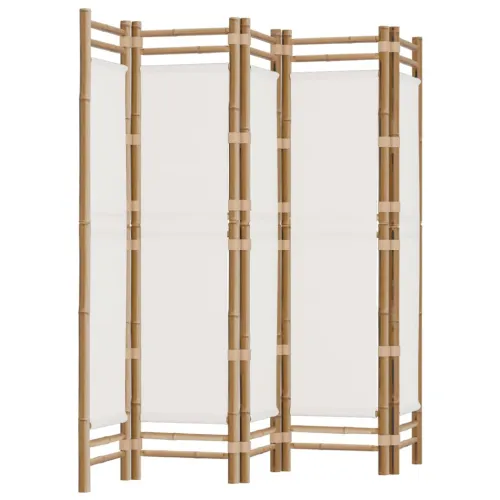 Paravan - Sklopiva sobna pregrada s 5 panela 200 cm od bambusa i platna - Krem bijela 200 x 180 cm 1 Krem bijela Cijena