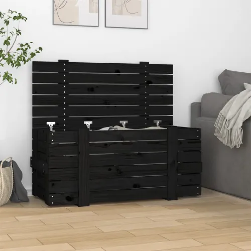 Kutija za pohranu crna 91x40,5x42 cm od masivne borovine - Crna 91 x 40.5 x 42 cm Cijena