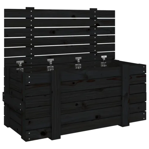 Kutija za pohranu crna 91x40,5x42 cm od masivne borovine - Crna 91 x 40.5 x 42 cm Cijena