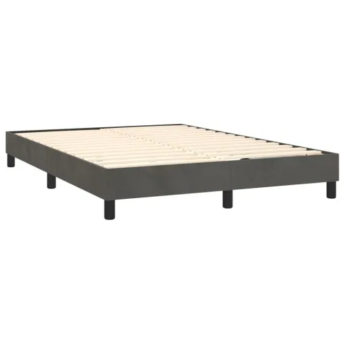 Boxspring - Krevet s oprugama i madracem tamnosivi 140x200 cm baršunasti - Tamno siva 140 x 200 cm Dizajn s gumbima Cijena