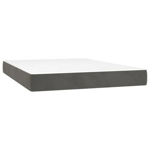 Boxspring - Krevet s oprugama i madracem tamnosivi 140x200 cm baršunasti - Tamno siva 140 x 200 cm Dizajn s gumbima Cijena