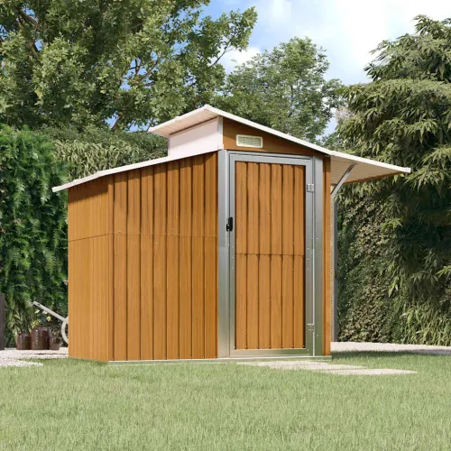 Vrtna kućica - Vrtno spremište smeđe 270 x 130 x 208,5 cm od pocinčanog čelika - Smeđa 1 Smeđa Cijena
