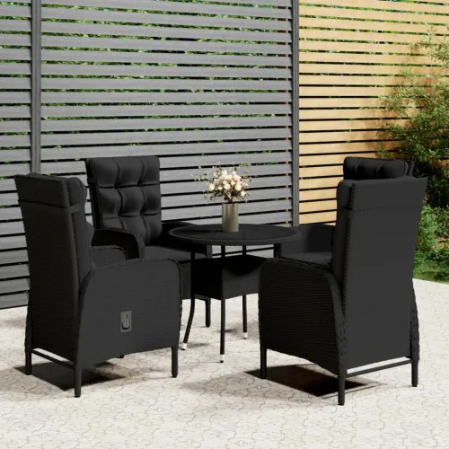 5-dijelni vrtni bistro set od poliratana crni - Crna Ø 80 cm table 4 Cijena