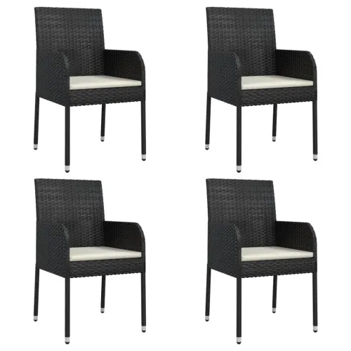 Vrtna garnitura - 5-dijelni vrtni blagovaonski set s jastucima od poliratana crni - Crna Dužina stola 80 cm 4 Cijena