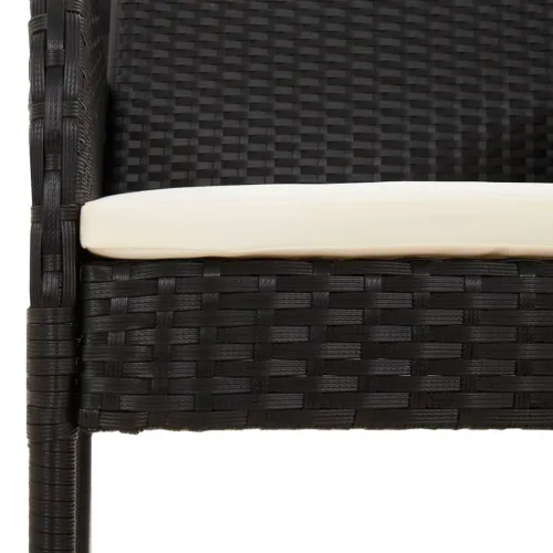 Vrtna garnitura - 5-dijelni vrtni blagovaonski set s jastucima od poliratana crni - Crna Dužina stola 80 cm 4 Cijena