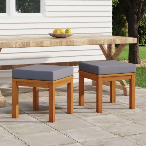 Vrtni stolci s jastucima 2 kom 40x40x34 cm od bagremovog drva - Prirodna 2 Siva Cijena