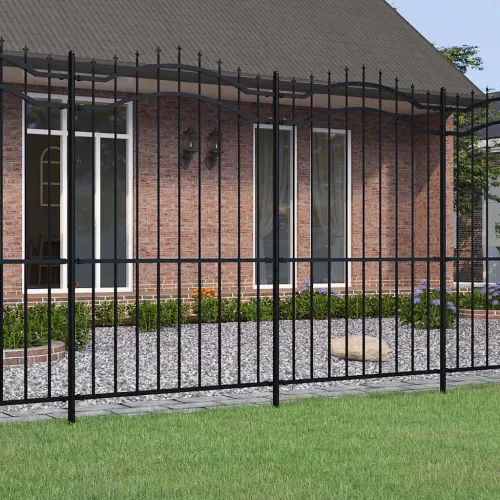 Vrtna ograda Woerden s vrhom koplja crna 240x175 cm čelična - 222 cm Crna Cijena