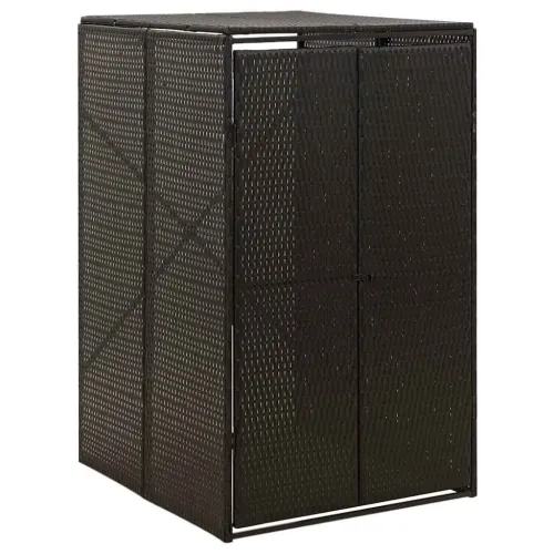 Spremište za kantu za smeće crno 70 x 80 x 117 cm od poliratana - Crna 1 kanta 1 1 Cijena
