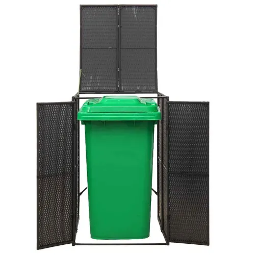 Spremište za kantu za smeće crno 70 x 80 x 117 cm od poliratana - Crna 1 kanta 1 1 Cijena