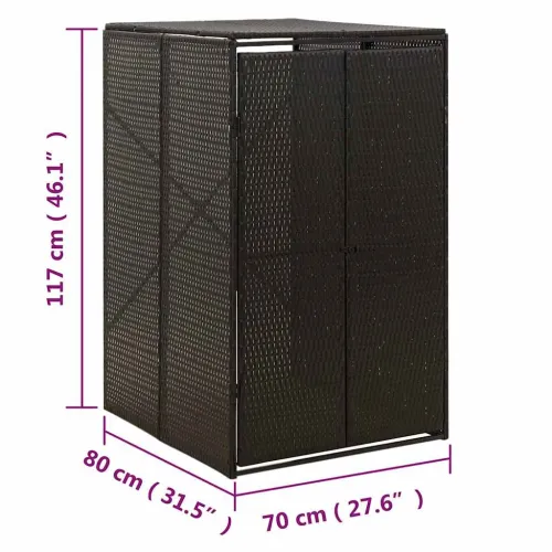 Spremište za kantu za smeće crno 70 x 80 x 117 cm od poliratana - Crna 1 Cijena