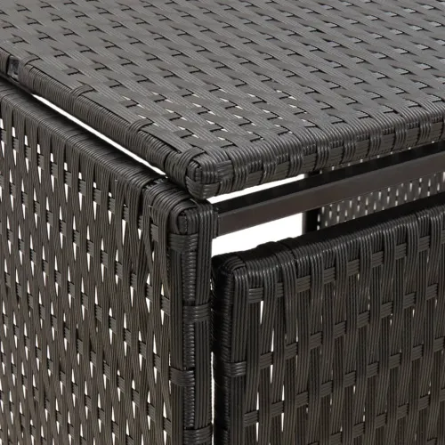 Spremište za 3 kante za smeće crno 207 x 80 x 117 cm poliratan - Crna 3 kante 1 3 Cijena