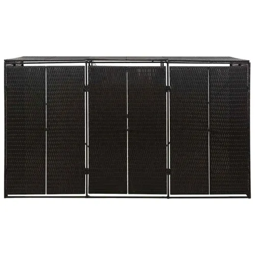 Spremište za 3 kante za smeće crno 207 x 80 x 117 cm poliratan - Crna 3 kante 1 3 Cijena