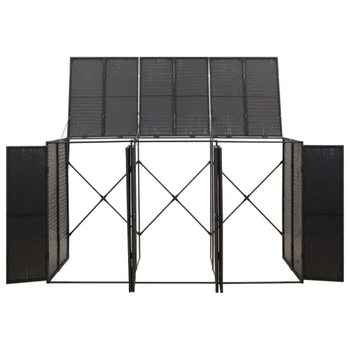 Spremište za 3 kante za smeće crno 207 x 80 x 117 cm poliratan - Crna 3 kante 1 3 Cijena